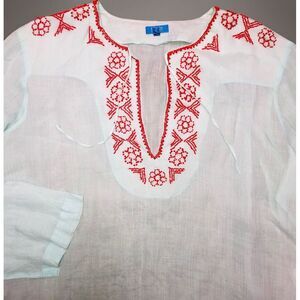 ESCADA SPORT Beaded Neckline Tunic Women's 10 Blue Mint Red Boho Beach 40‎